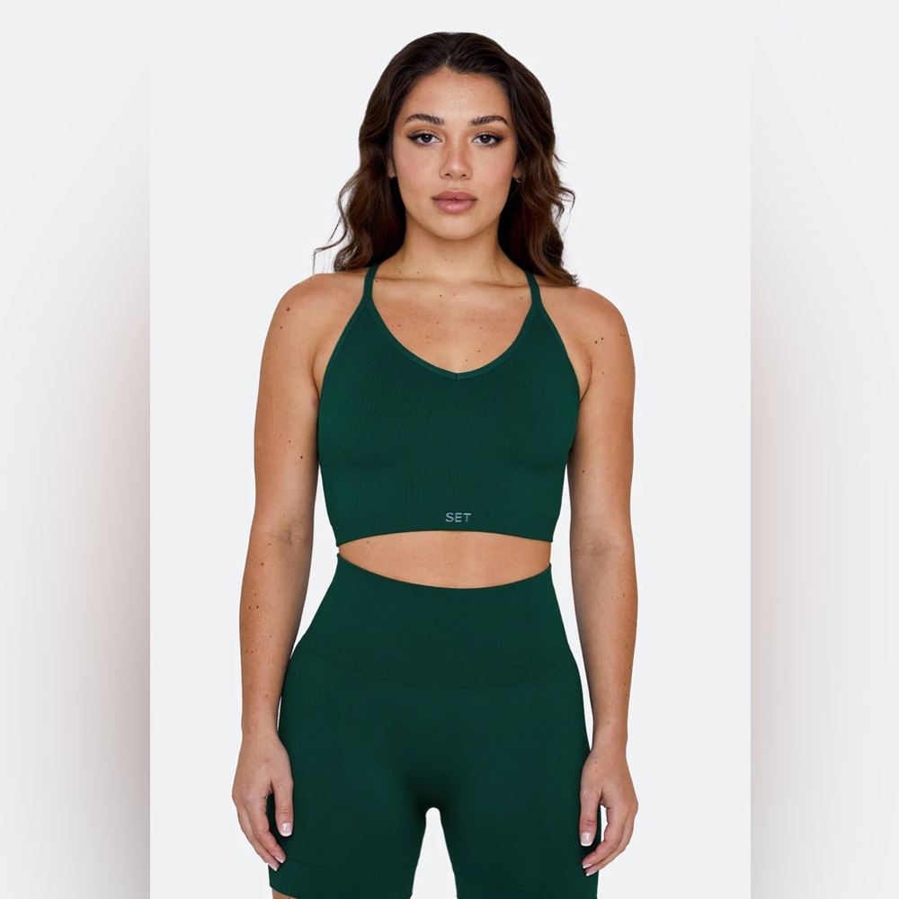 SET ACTIVE SCULPTFLEX RIBBED V BRA & LEGGINGS - M